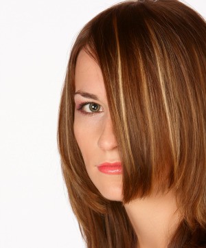 Woman with highlights in her hair.