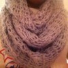 Light colored scarf.