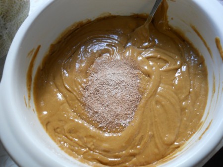 Mixed batter, with added cinnamon.