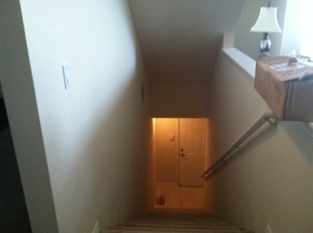 View down the stairs.