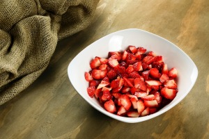 Sliced Strawberries in a Bowl.
