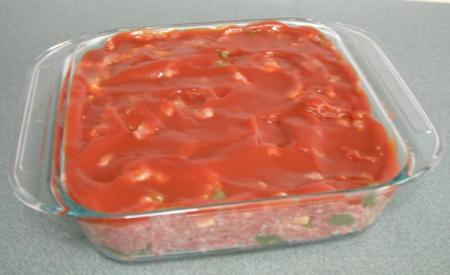 Meatloaf in Pryex dish.