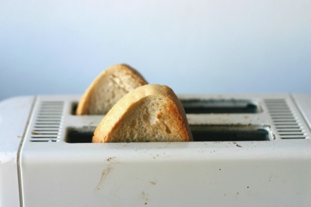 A messy toaster.