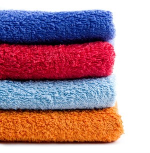 A stack of colorful towels.