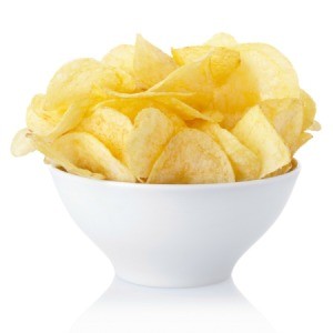 A bowl of potato chips.