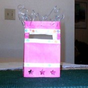 Pink paper bag lantern.