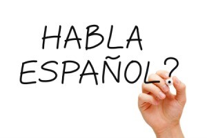 Writing Spanish with a dry erase marker.