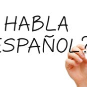 Writing Spanish with a dry erase marker.