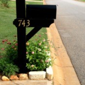 Nice landscaping around a black mailbox.