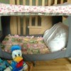 playpen made into reading nook