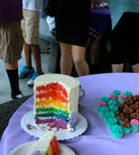 rainbow wedding cake