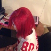 Girl with bright red hair.