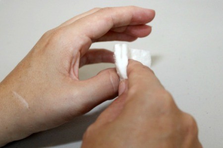 clean nails with alcohol
