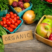 Photo of organic vegetables from a farmers market.