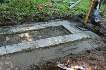 tamp sand around edges