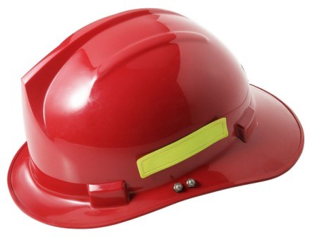 Red toy firefighter helmet.
