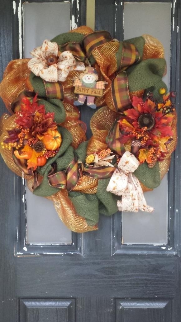 Fall flower and ribbon wreath.