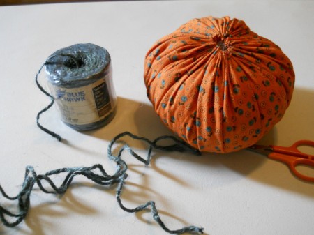 Cutting lengths of jute.