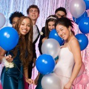 A group of teens at a homecoming dance.