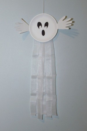 paper plate ghost on wall