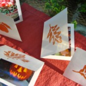 Leaf stamped greeting cards.