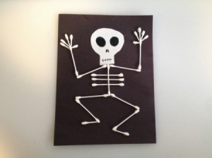 Finished Halloween Q-Tip Skeleton