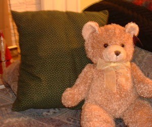 Flannel pillow with Teddy Bear
