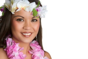 Girl dressed for a luau.