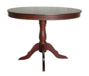 A wood table with a varathane finish.