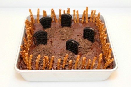 cookie headstones on brownies