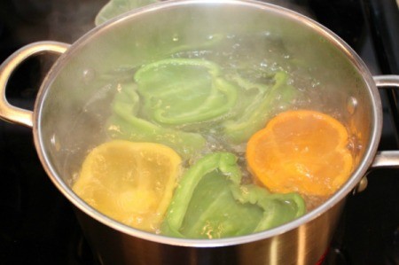 add peppers to boiling water 2