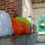 tissue paper flowers at wedding