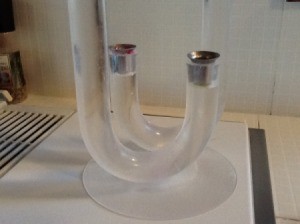 White acrylic candlesticks.