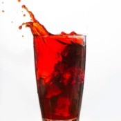 A red drink spilling.