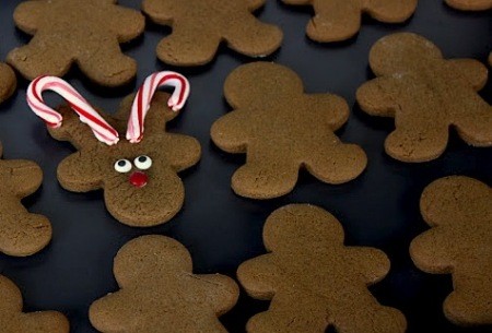 Easiest Gingerbread Man Reindeer Cookies