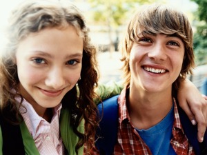 Photo of a young teen couple.