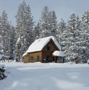 cabin in the snow