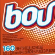 Box of Bounce dryer sheets.