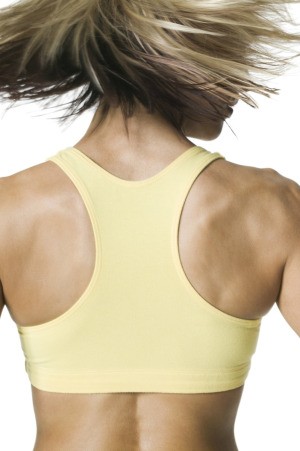 Woman wearing a sports bra.