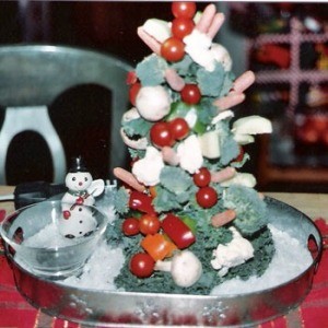 Vegetable Christmas Tree (a styrofoam cone is under it, romaine