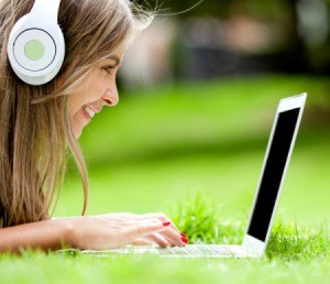 Girl Downloading Music