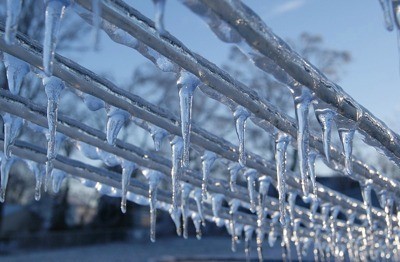 Icicles on a clothesline.