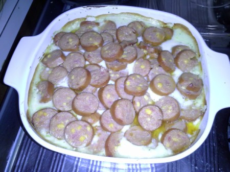 Scalloped Cabbage with Smoked Sausage