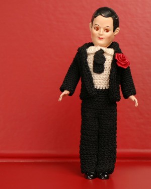 Crocheted Tuxedo on Doll