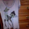 Front of thin shirt with Bambi screen print.