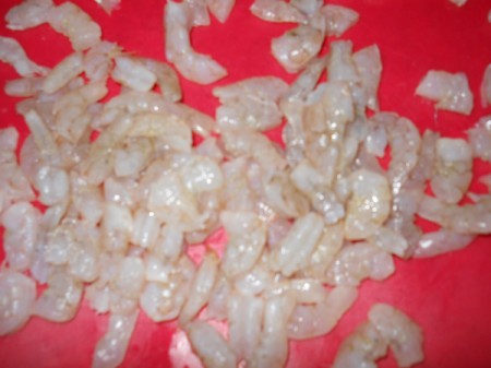 Peeled shrimp.