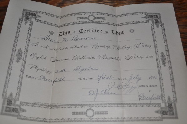 Teaching certificate.