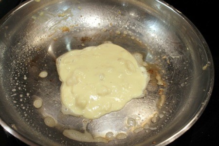 pour in pancake batter