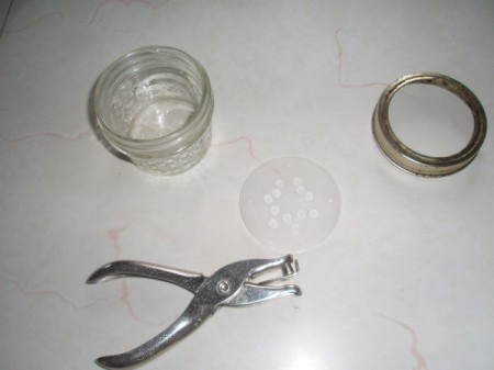 Homemade Seed Sprouter - jar lid and hole punch