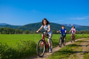 Teens Biking with Mom